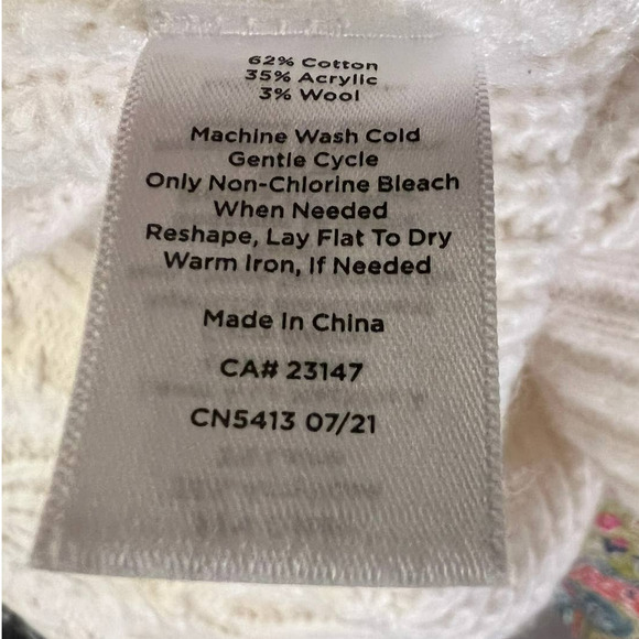 Talbots Poncho Size M in Cream Cotton Acrylic Wool Blend Cowl Neckline - Picture 5 of 5